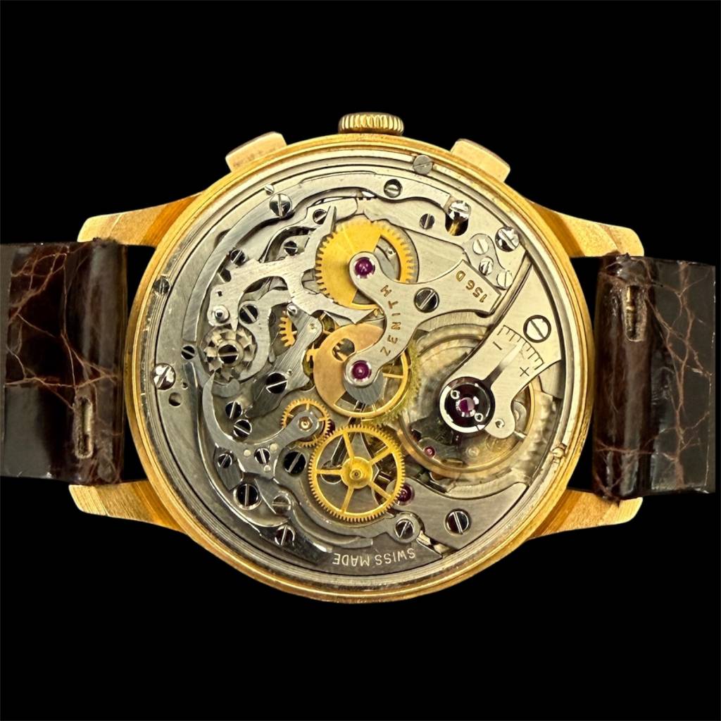 Chronograph Excelsior 18 kt. Roségold Full Set aus 1954 im nahezu unbenutzten Zustand